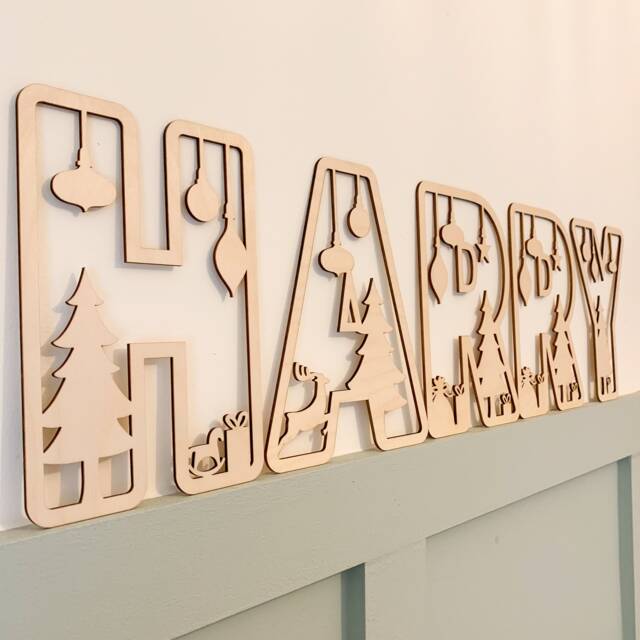 Personalized Wooden Christmas Letters Holiday Name Sign - image 1