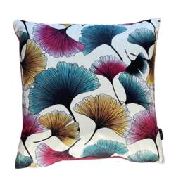 Gingko Leaves Cushion Cover Printed Velvet Fabric Colorful Botanical Pattern 16-24