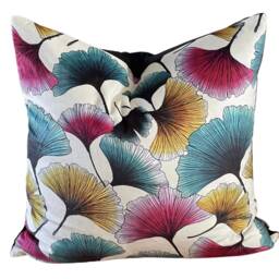 Gingko Leaves Cushion Cover Printed Velvet Fabric Colorful Botanical Pattern 16-24 - thumbnail 2