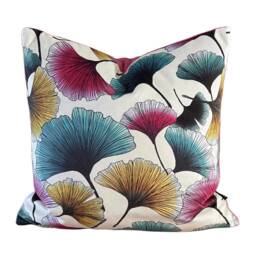 Gingko Leaves Cushion Cover Printed Velvet Fabric Colorful Botanical Pattern 16-24 - thumbnail 3