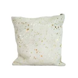 Gold Speckled Metallic On White Cowhide Pillow Cover