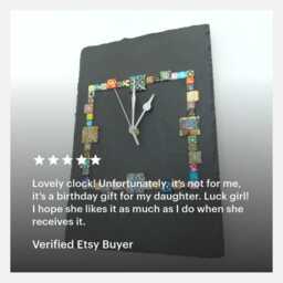 Handmade Grey Slate Rectangle Cabochon Wall Clock - Unique Home Decor - thumbnail 2