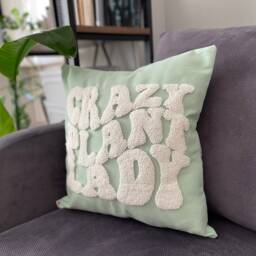 Crazy Plant Lady Punch Needle Pillow Cover Embroidered Linen Throw - thumbnail 3