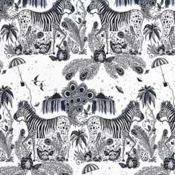 Clarke & Clarke, Blue, Black Cream Zebras Cotton Sateen Cushion Cover, Throw Pillow Home Decor 14 X Inches - thumbnail 3