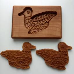 Cookie Mold Ittle Duck Pear Shape 10x15cm Gingerbread Size 10x8cm Springerle Kashigata Handmade Carved Wood - thumbnail 3