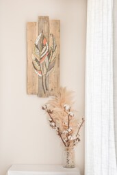 Feather Wall Art, Custom Made Mosaic On Wood, Painting, Mosaic Mosaic, Wood Art