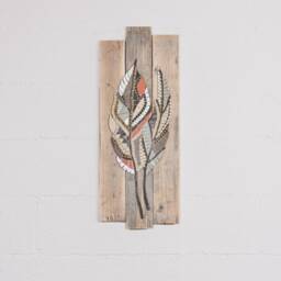 Feather Wall Art, Custom Made Mosaic On Wood, Painting, Mosaic Mosaic, Wood Art - thumbnail 3