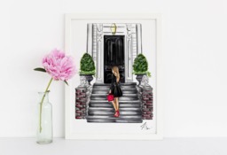 The Black Door - Fashion Illustration Print Art - Fashion Sketch Prints Home Decor By Melsy's Illustrations - thumbnail 1