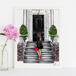 The Black Door - Fashion Illustration Print Art - Fashion Sketch Prints Home Decor By Melsy's Illustrations - thumbnail 2