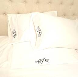 Monogrammed Sheet Set Custom Embroidery Bedding Queen Twin Full King - thumbnail 1
