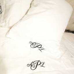 Monogrammed Sheet Set Custom Embroidery Bedding Queen Twin Full King - thumbnail 4