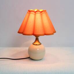 Duzy Handmade Scallop Shape Candy Orange Fabric & Ceramic Base Table Lamp-26#, 110-240V/50-60Hz - thumbnail 4