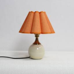 Duzy Handmade Scallop Shape Candy Orange Fabric & Ceramic Base Table Lamp-26#, 110-240V/50-60Hz - thumbnail 3