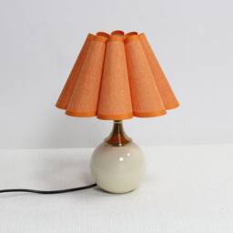 Duzy Handmade Scallop Shape Candy Orange Fabric & Ceramic Base Table Lamp-26#, 110-240V/50-60Hz