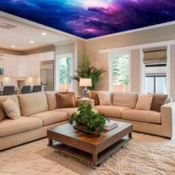 Purple Space Wall Mural Bedroom Sticker Blue Ceiling Wallpaper Murals Living Room Backdrop Removable - thumbnail 2