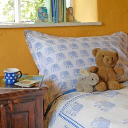 Blue Elephant Duvet Cover Hand Block Printed On Organic Cotton