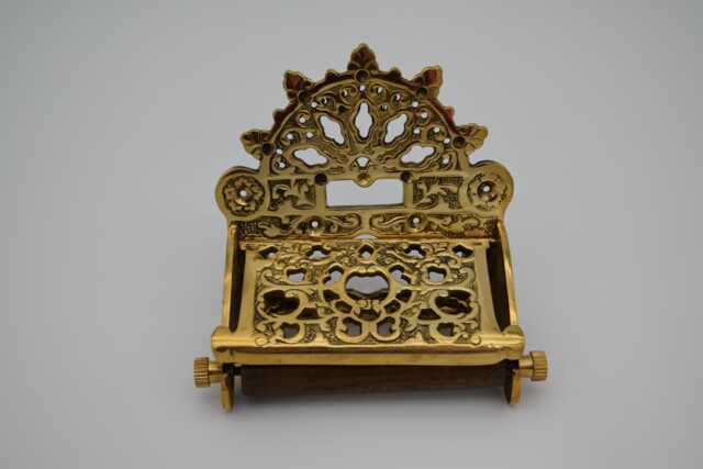 Victorian Solid Brass - Vintage Toilet Paper Holder With Lid - image 1