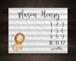 Lion Milestone Blanket Month Baby Watch Me Grow Growth Tracker Safari Shower Personalize Newborn Gift
