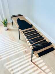 Hand-Woven Entryway Bench Mcm Style End Of Bed & Mudroom Seating - Custom-Made, Multiple Sizes