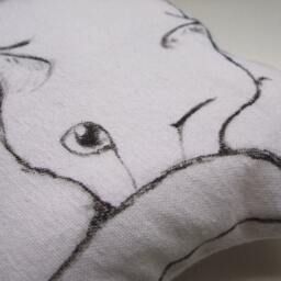 White Cat Plush Pillow, Hand-Painted Cotton Stuffed Toy - thumbnail 4
