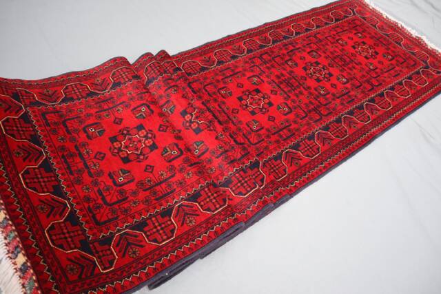 Long 16 Ft Runner Rug, Turkmen Bukhara Red Afghan Rug, Khal Mohammadi Handmade Wool Runner, Hallway Entryway 3x16 - image 1