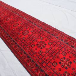Long 16 Ft Runner Rug, Turkmen Bukhara Red Afghan Rug, Khal Mohammadi Handmade Wool Runner, Hallway Entryway 3x16 - thumbnail 3