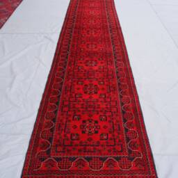 Long 16 Ft Runner Rug, Turkmen Bukhara Red Afghan Rug, Khal Mohammadi Handmade Wool Runner, Hallway Entryway 3x16 - thumbnail 2
