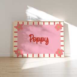 Personalised Name Print - Custom Girls Nursery Wall Art Pink Floral Bedroom Decor - thumbnail 2