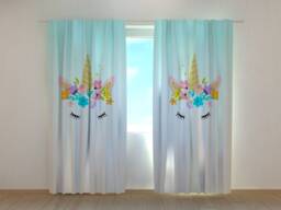 Unicorn Curtains Blackout Kids Room Nursery Pair Flower - thumbnail 1