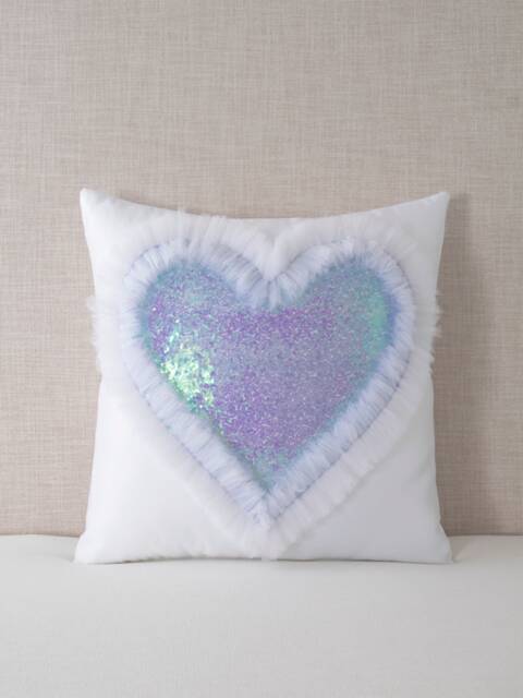 Purple Unicorn Heart Iridescent Sequin Pillow Cover - 18x18, 20x20 - Made To Order - image 1