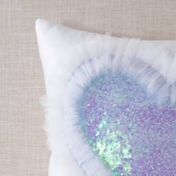 Purple Unicorn Heart Iridescent Sequin Pillow Cover - 18x18, 20x20 - Made To Order - thumbnail 2