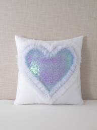 Purple Unicorn Heart Iridescent Sequin Pillow Cover - 18x18, 20x20 - Made To Order - thumbnail 1