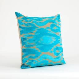 Turquoise Ikat Velvet Pillow Cover Lee Jofa Designer Throw - thumbnail 3
