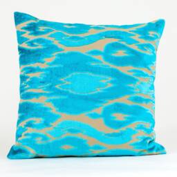 Turquoise Ikat Velvet Pillow Cover Lee Jofa Designer Throw - thumbnail 2