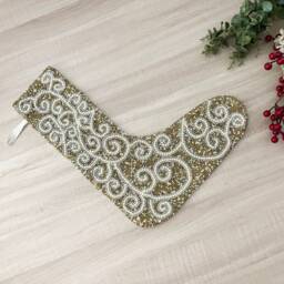 Handmade Beaded Christmas Stocking, Stockings Set 2 3 4 5 6, Gifts - thumbnail 1