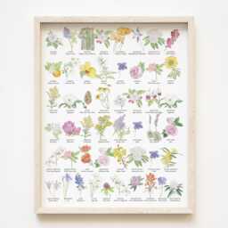 state Flower Art Chart - Art Print 50 Flowers America Usa Wildflowers Wedding Moving Gift Floral Wall Decor Mothers Day Teacher - thumbnail 1