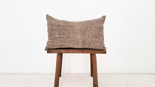 Handmade Jute Lumbar Pillow Cover, Rustic Woven Cushion - 14x24 - image 1