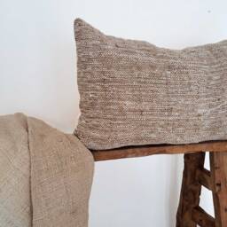 Handmade Jute Lumbar Pillow Cover, Rustic Woven Cushion - 14x24 - thumbnail 3