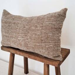 Handmade Jute Lumbar Pillow Cover, Rustic Woven Cushion - 14x24 - thumbnail 2