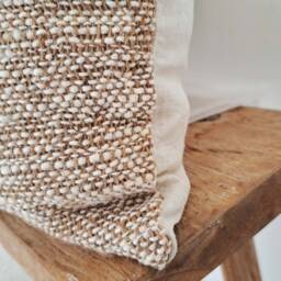 Handmade Jute Lumbar Pillow Cover, Rustic Woven Cushion - 14x24 - thumbnail 4