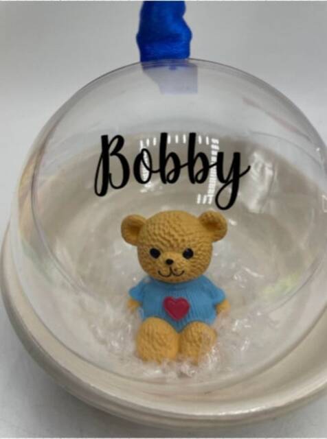 Personalised Bear Christmas Bauble/Memorial Tree Decoration Baby First Ornament Gift - image 1