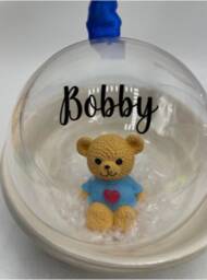 Personalised Bear Christmas Bauble/Memorial Tree Decoration Baby First Ornament Gift