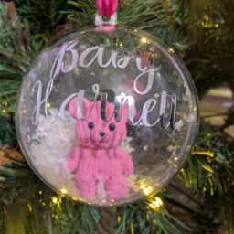 Personalised Bear Christmas Bauble/Memorial Tree Decoration Baby First Ornament Gift - thumbnail 2