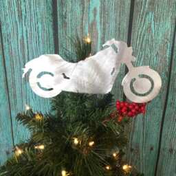 Motorcyle, Christmas Tree Topper, Wreath Decoration, Holiday Wall Hanging Or Yard Art, Metal, Cruiser, Cycle - thumbnail 3