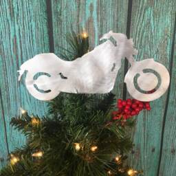 Motorcyle, Christmas Tree Topper, Wreath Decoration, Holiday Wall Hanging Or Yard Art, Metal, Cruiser, Cycle
