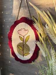 Hand Tufted Flower Wall Hanging Pink & Burgundy Decor