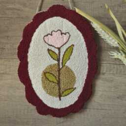 Hand Tufted Flower Wall Hanging Pink & Burgundy Decor - thumbnail 3