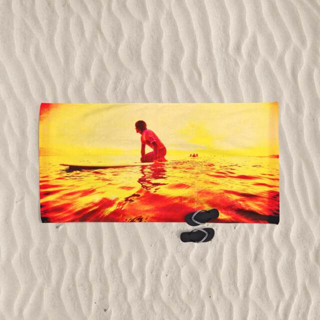 Surf Art Beach Towel Unique Surfing Boy Design - 70x35 - image 1