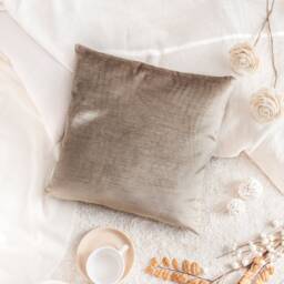 Smokey Tan Decorative Throw Pillow Cover, Designer Accent Cushion Covers, Boho Velour Pillow, Modern Farmhouse Pillows, Trendy Covers - thumbnail 2