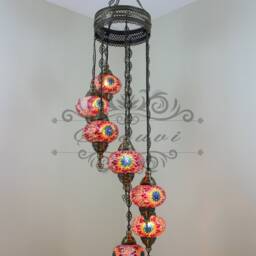 7 - Ball Turkish Water Drop Style Mosaic Chandelier With Large Globes - thumbnail 3